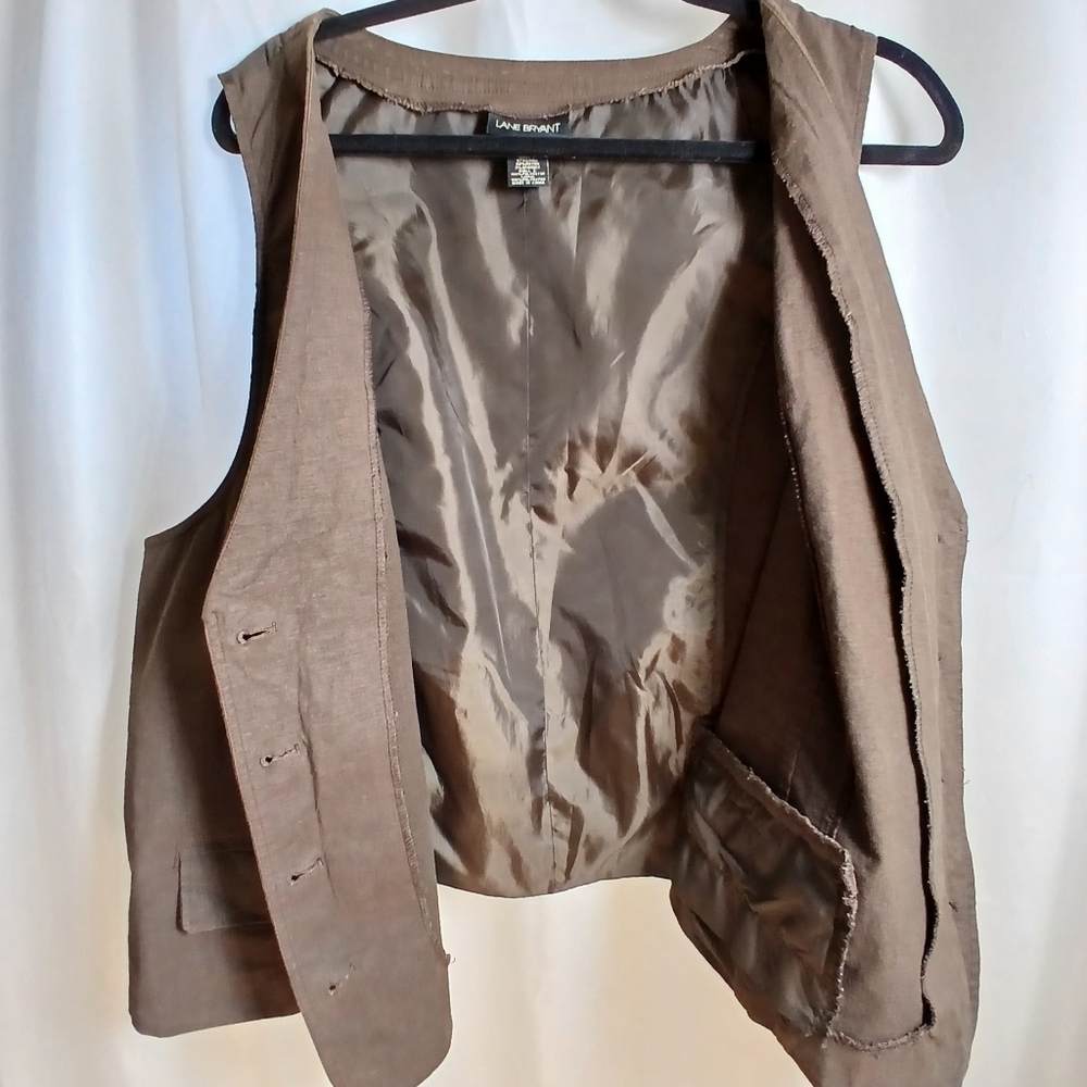 #478 Women's Brown Lane Bryant Button Down Vest Size 28 - Picture 13 of 16